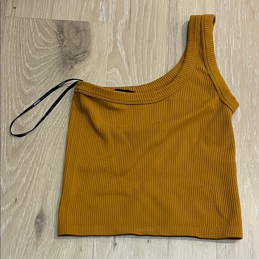 Forever 21 - Mustard Ribbed One-Shoulder Top